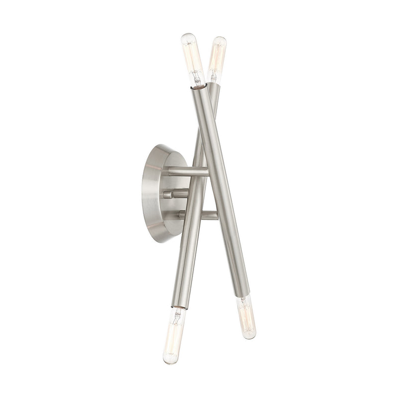 Livex Lighting 46772-91 Four Light Wall Sconce, Brushed Nickel