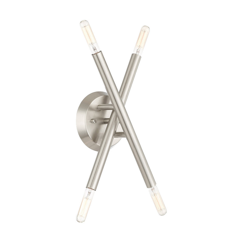 Livex Lighting 46772-91 Four Light Wall Sconce, Brushed Nickel