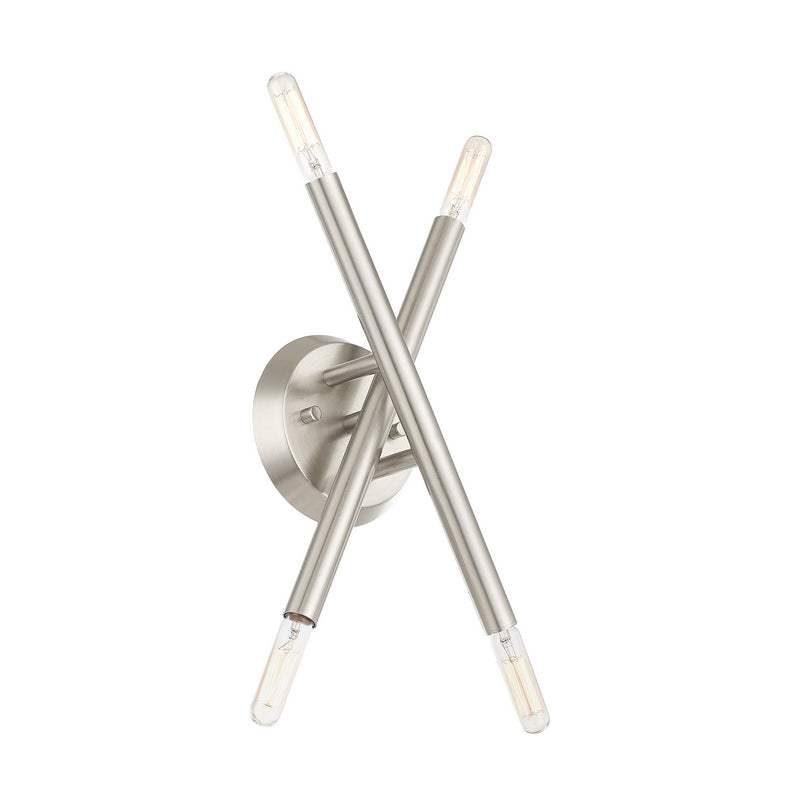 Livex Lighting 46772-91 Four Light Wall Sconce, Brushed Nickel
