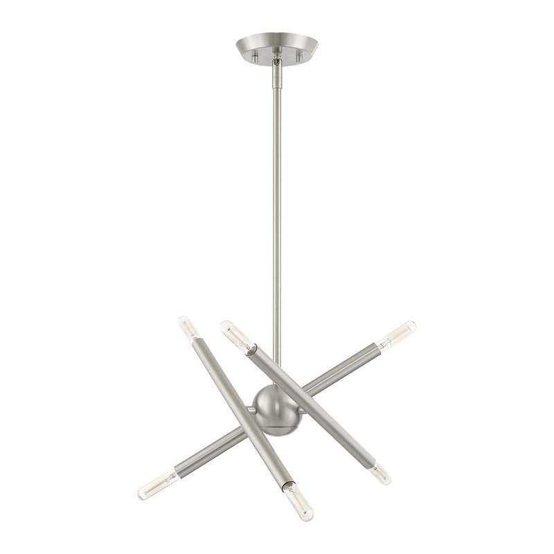 Livex Lighting 46773-91 Six Light Chandelier, Brushed Nickel
