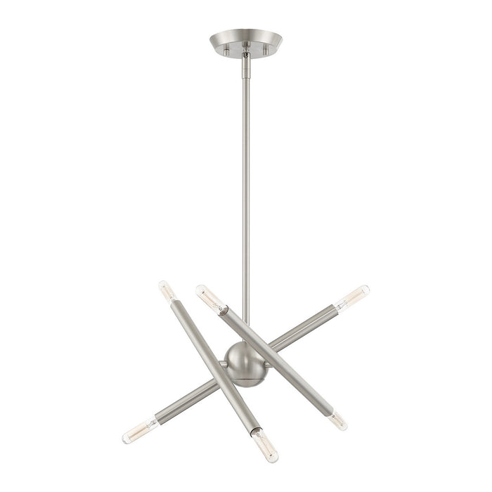 Livex Lighting 46773-91 Six Light Chandelier, Brushed Nickel