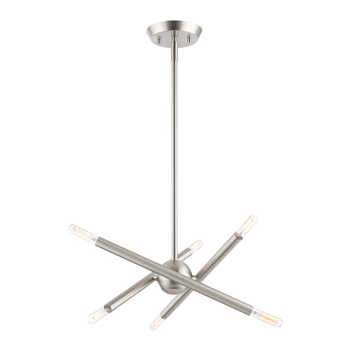 Livex Lighting 46773-91 Six Light Chandelier, Brushed Nickel