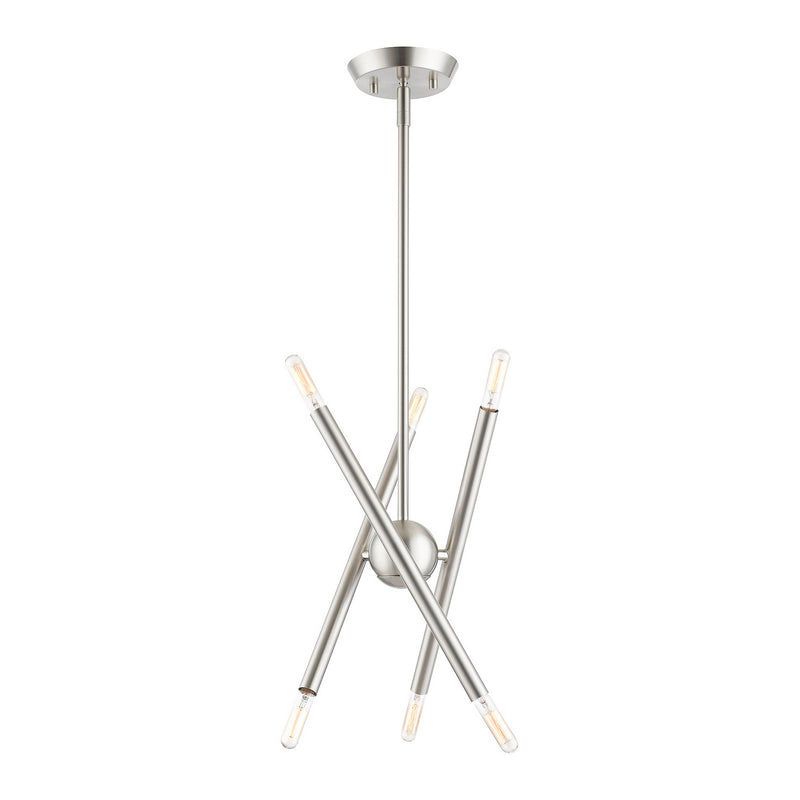 Livex Lighting 46773-91 Six Light Chandelier, Brushed Nickel