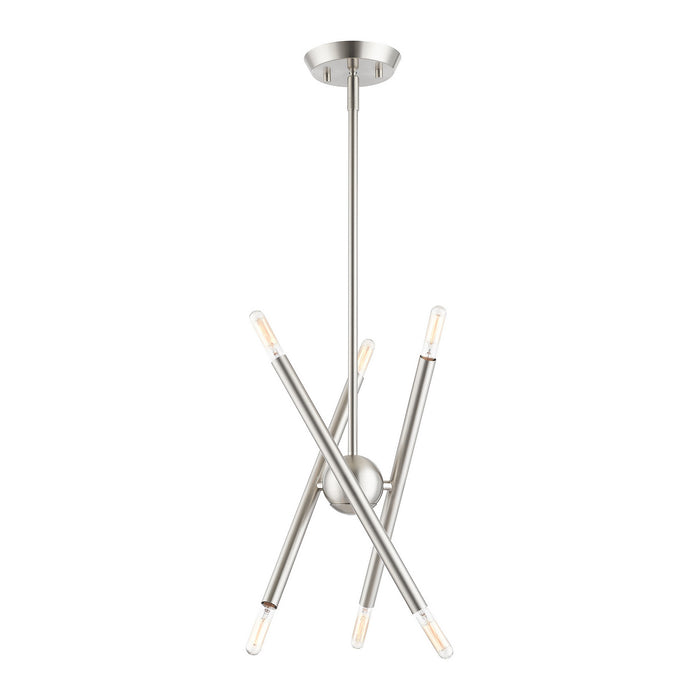 Livex Lighting 46773-91 Six Light Chandelier, Brushed Nickel