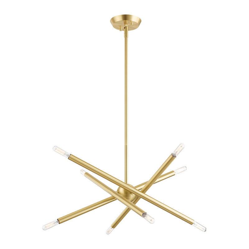 Livex Lighting 46774-12 Eight Light Chandelier, Satin Brass