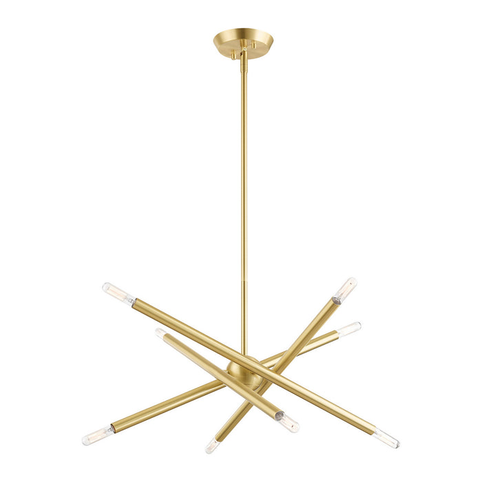Livex Lighting 46774-12 Eight Light Chandelier, Satin Brass