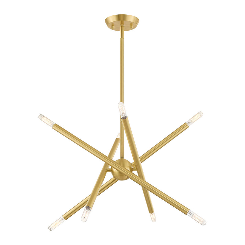 Livex Lighting 46774-12 Eight Light Chandelier, Satin Brass