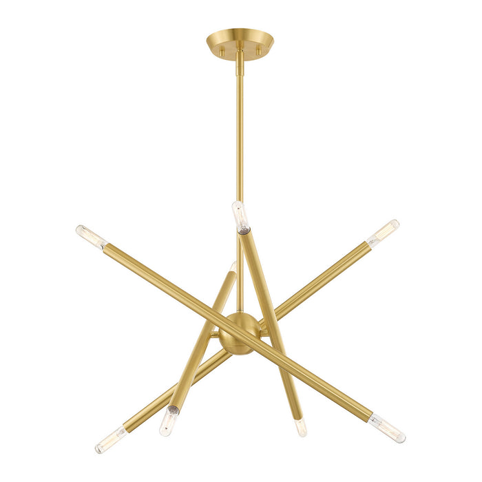 Livex Lighting 46774-12 Eight Light Chandelier, Satin Brass