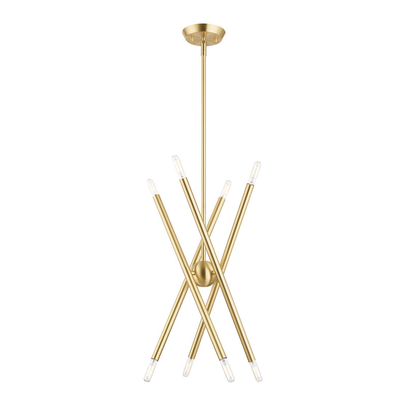 Livex Lighting 46774-12 Eight Light Chandelier, Satin Brass