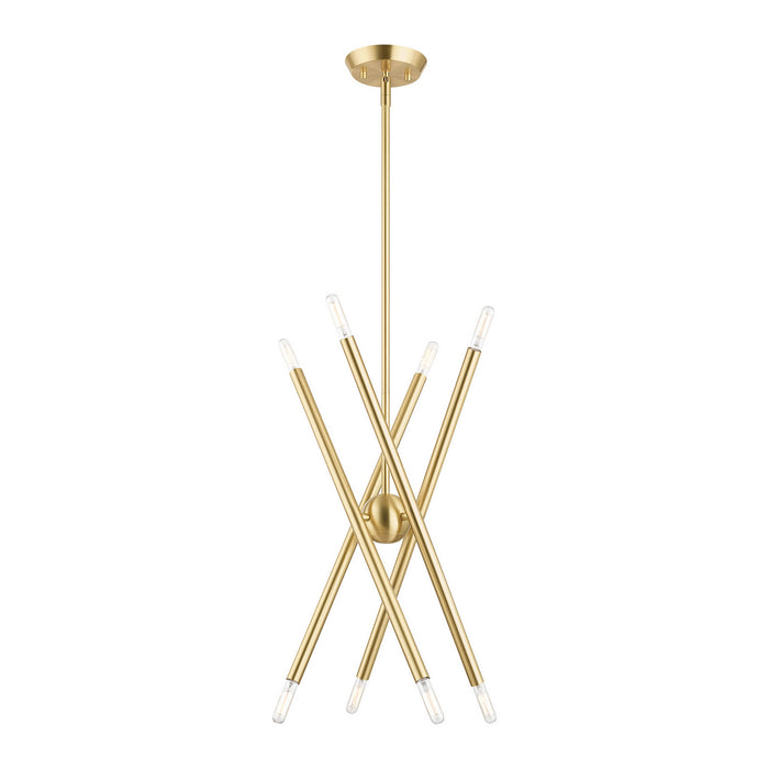 Livex Lighting 46774-12 Eight Light Chandelier, Satin Brass