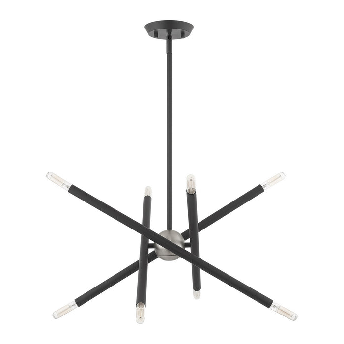 Livex Lighting 46774-76 Eight Light Chandelier, Scandinavian Gray w/ Brushed Nickels
