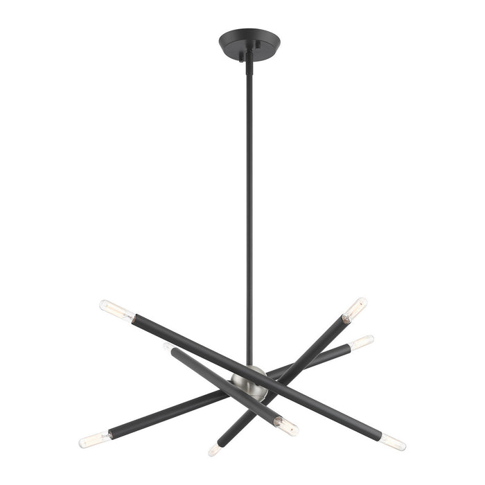 Livex Lighting 46774-76 Eight Light Chandelier, Scandinavian Gray w/ Brushed Nickels