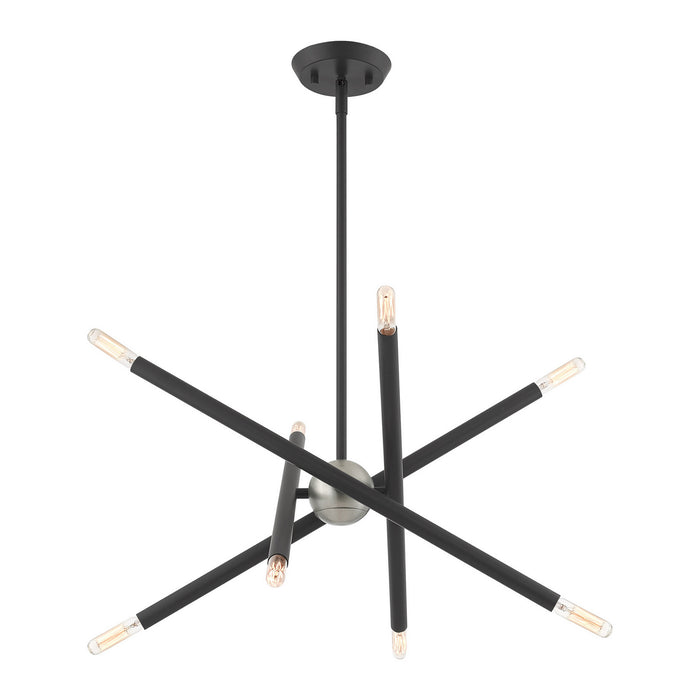 Livex Lighting 46774-76 Eight Light Chandelier, Scandinavian Gray w/ Brushed Nickels