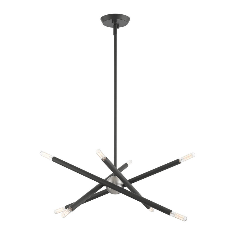 Livex Lighting 46774-76 Eight Light Chandelier, Scandinavian Gray w/ Brushed Nickels