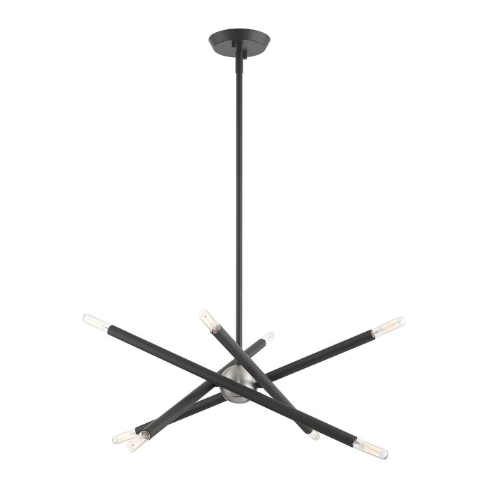 Livex Lighting 46774-76 Eight Light Chandelier, Scandinavian Gray w/ Brushed Nickels