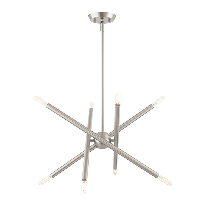 Livex Lighting 46774-91 Eight Light Chandelier, Brushed Nickel