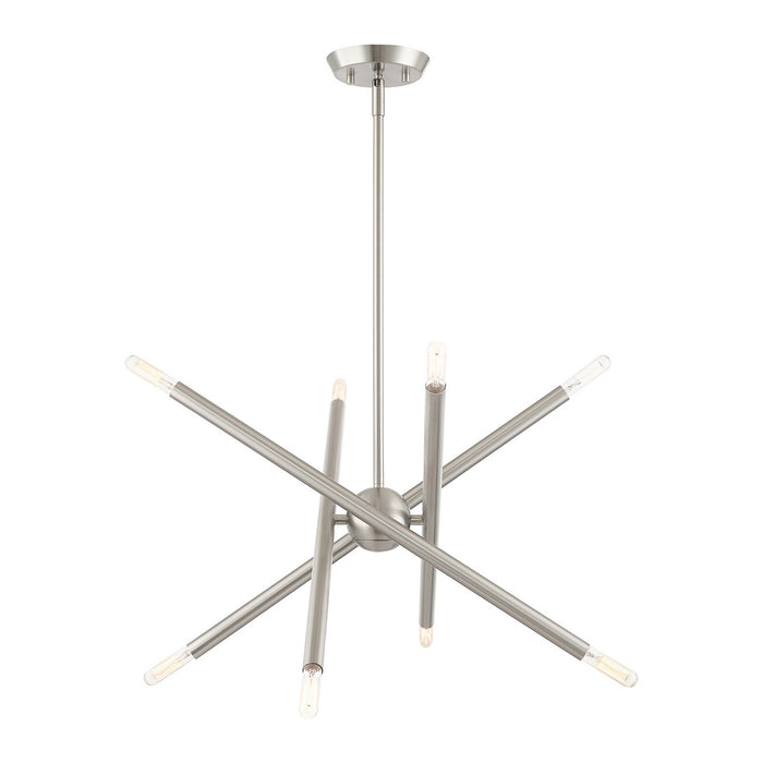 Livex Lighting 46774-91 Eight Light Chandelier, Brushed Nickel