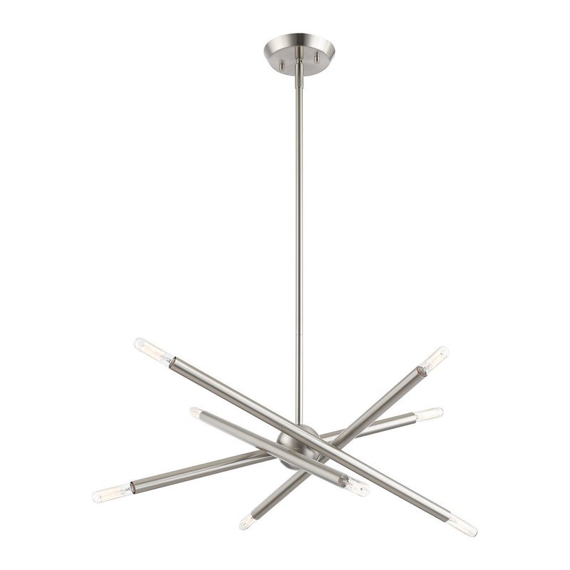 Livex Lighting 46774-91 Eight Light Chandelier, Brushed Nickel