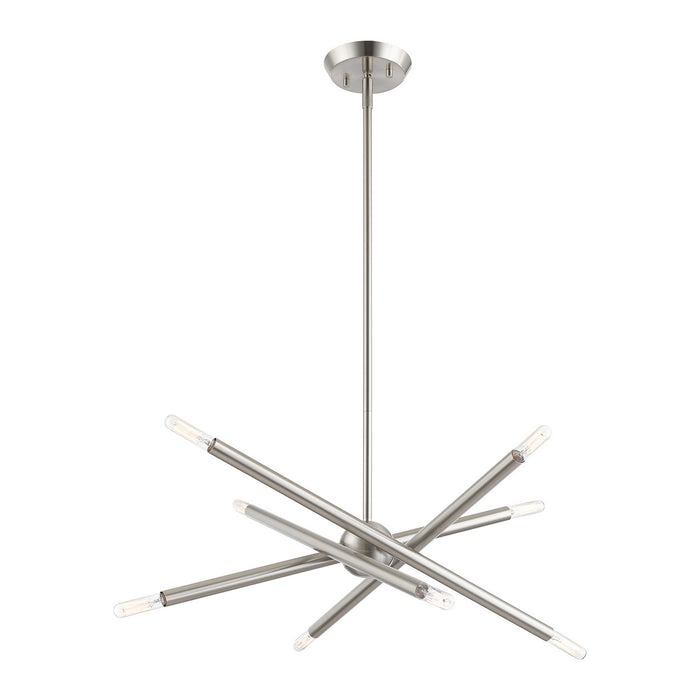 Livex Lighting 46774-91 Eight Light Chandelier, Brushed Nickel