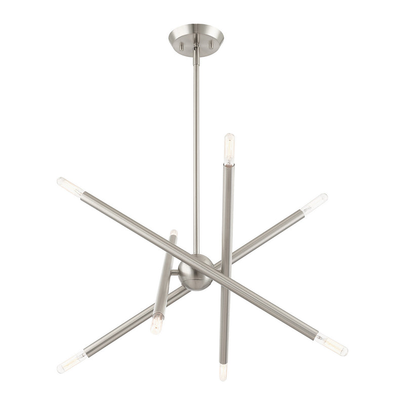 Livex Lighting 46774-91 Eight Light Chandelier, Brushed Nickel