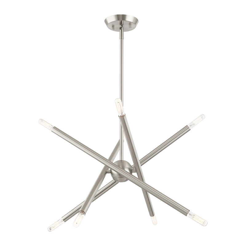 Livex Lighting 46774-91 Eight Light Chandelier, Brushed Nickel