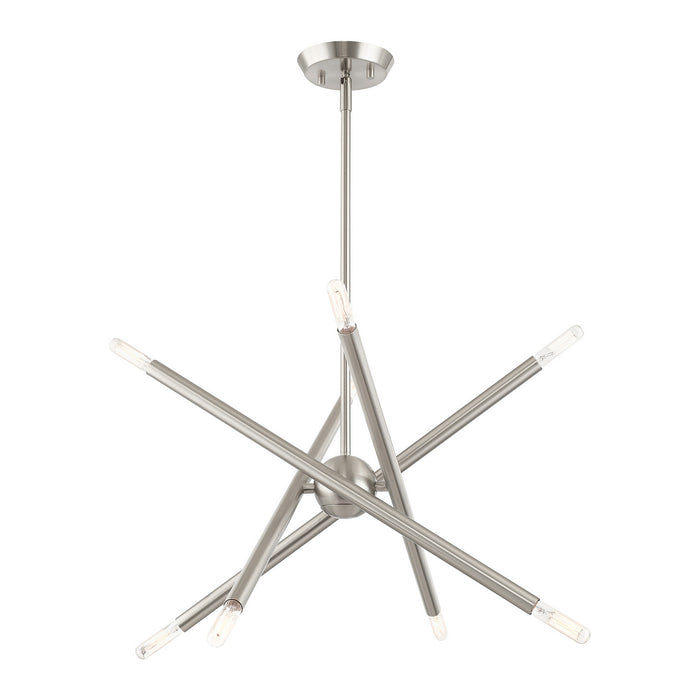 Livex Lighting 46774-91 Eight Light Chandelier, Brushed Nickel