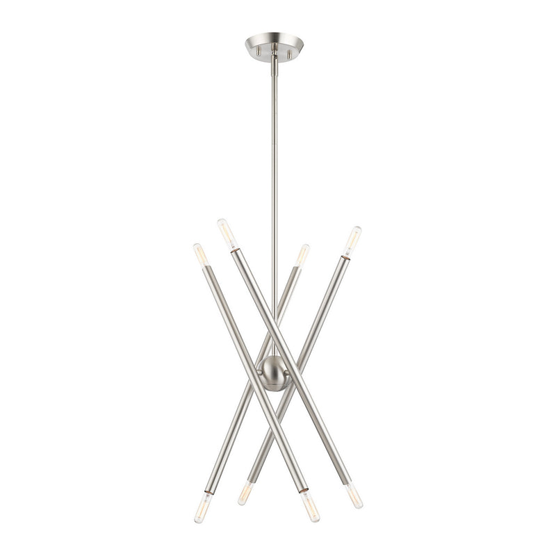 Livex Lighting 46774-91 Eight Light Chandelier, Brushed Nickel