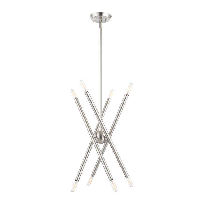 Livex Lighting 46774-91 Eight Light Chandelier, Brushed Nickel