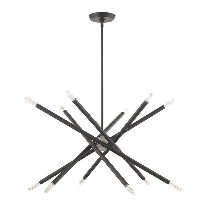 Livex Lighting 46776-76 12 Light Chandelier, Scandinavian Gray w/ Brushed Nickels