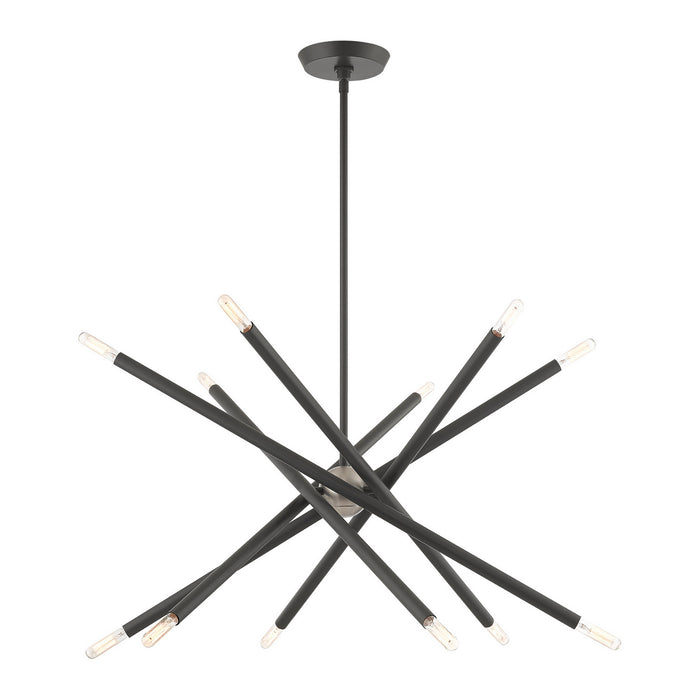 Livex Lighting 46776-76 12 Light Chandelier, Scandinavian Gray w/ Brushed Nickels
