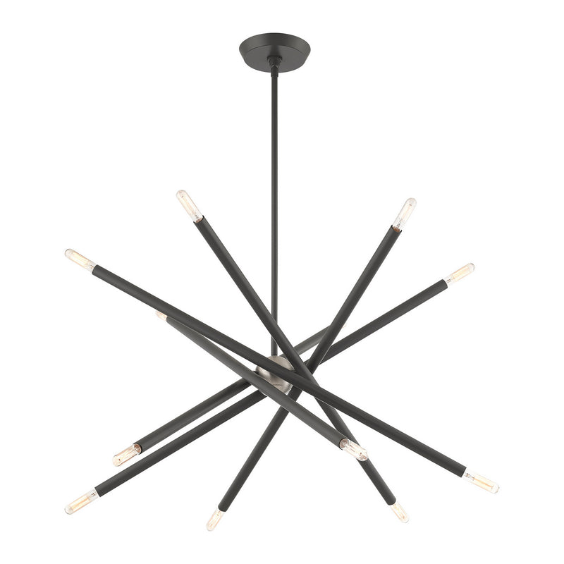 Livex Lighting 46776-76 12 Light Chandelier, Scandinavian Gray w/ Brushed Nickels