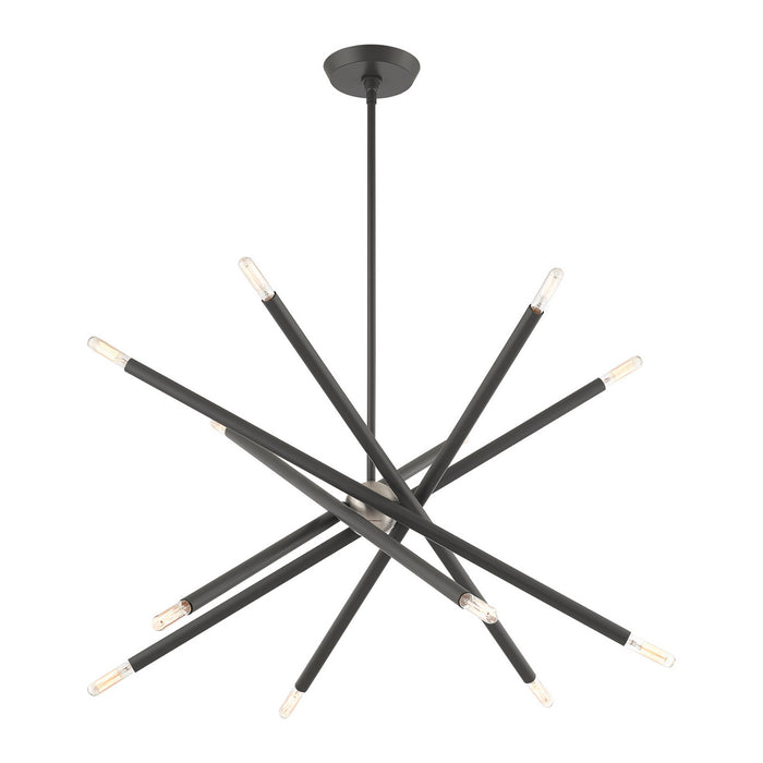 Livex Lighting 46776-76 12 Light Chandelier, Scandinavian Gray w/ Brushed Nickels