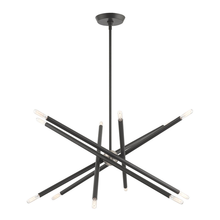 Livex Lighting 46776-76 12 Light Chandelier, Scandinavian Gray w/ Brushed Nickels