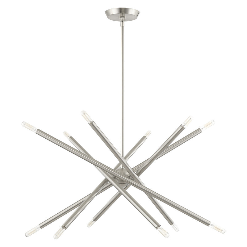 Livex Lighting 46776-91 12 Light Chandelier, Brushed Nickel
