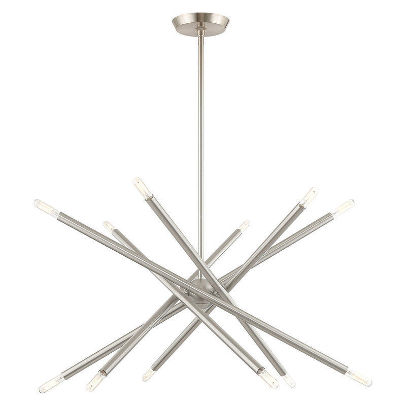 Livex Lighting 46776-91 12 Light Chandelier, Brushed Nickel