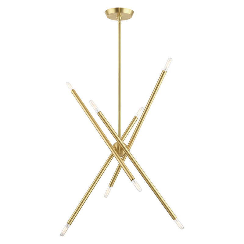 Livex Lighting 46778-12 Eight Light Chandelier, Satin Brass