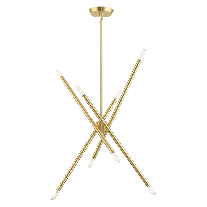 Livex Lighting 46778-12 Eight Light Chandelier, Satin Brass