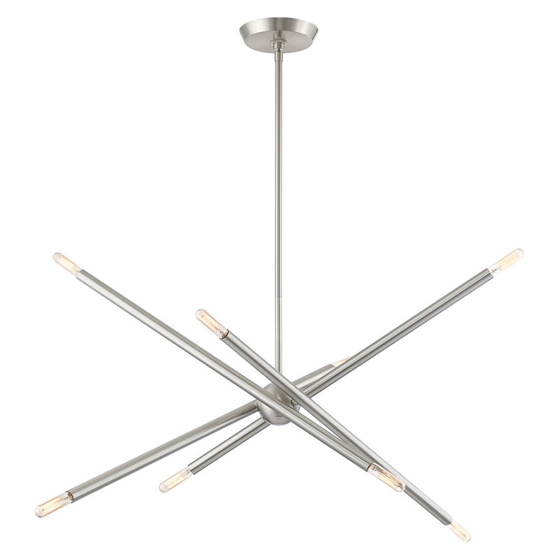 Livex Lighting 46778-91 Eight Light Chandelier, Brushed Nickel