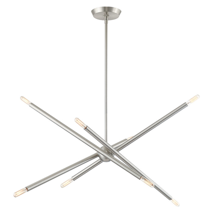 Livex Lighting 46778-91 Eight Light Chandelier, Brushed Nickel