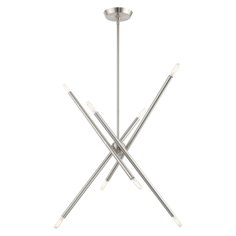 Livex Lighting 46778-91 Eight Light Chandelier, Brushed Nickel