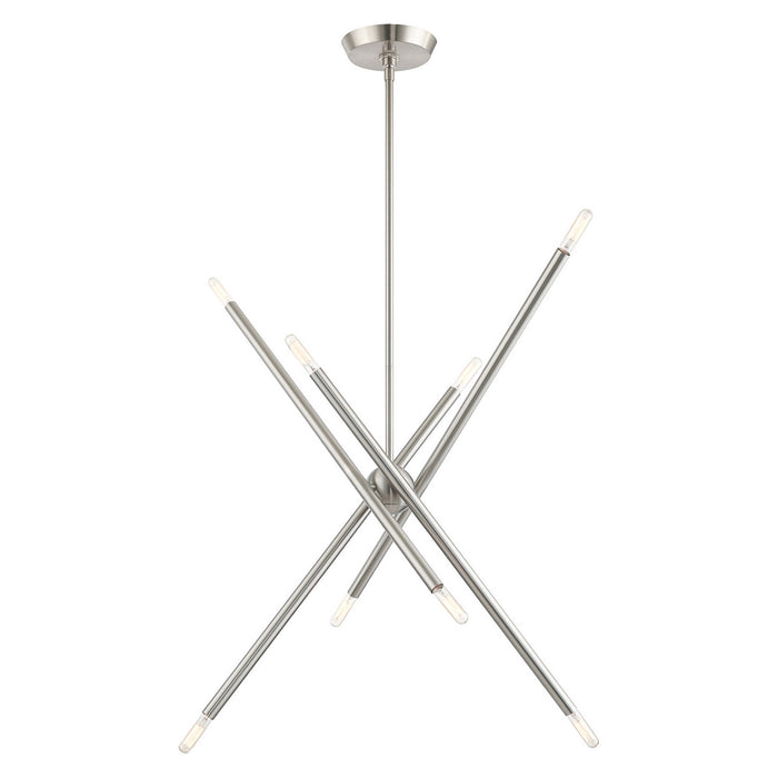 Livex Lighting 46778-91 Eight Light Chandelier, Brushed Nickel