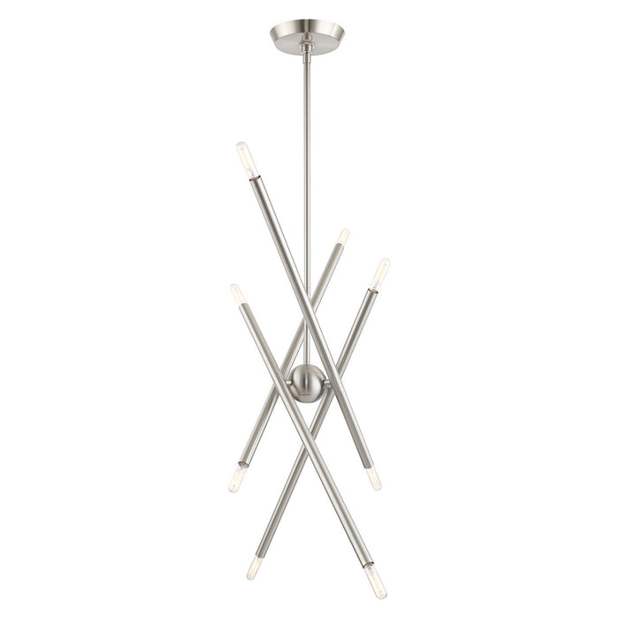 Livex Lighting 46778-91 Eight Light Chandelier, Brushed Nickel