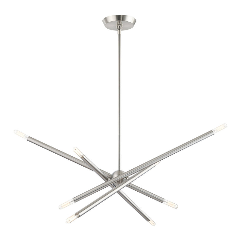 Livex Lighting 46778-91 Eight Light Chandelier, Brushed Nickel