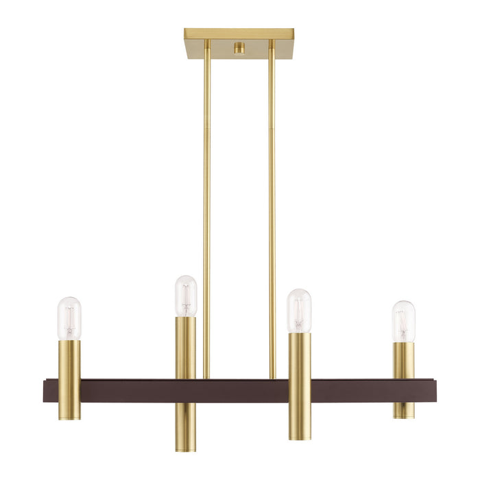 Livex Lighting 46864-12 Four Light Chandelier, Satin Brass w/ Bronzes