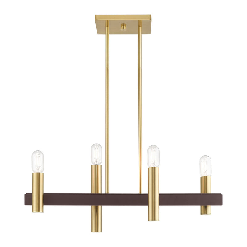 Livex Lighting 46864-12 Four Light Chandelier, Satin Brass w/ Bronzes