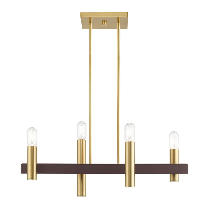 Livex Lighting 46864-12 Four Light Chandelier, Satin Brass w/ Bronzes