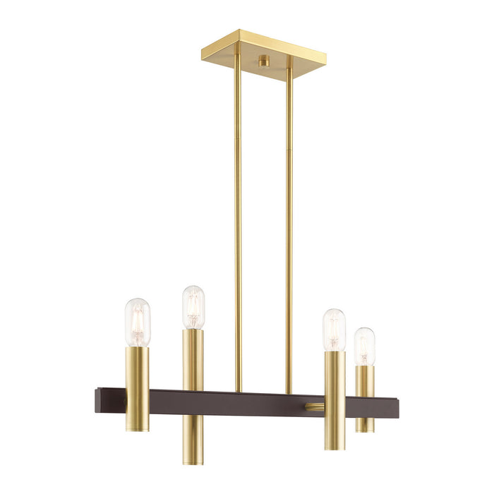 Livex Lighting 46864-12 Four Light Chandelier, Satin Brass w/ Bronzes