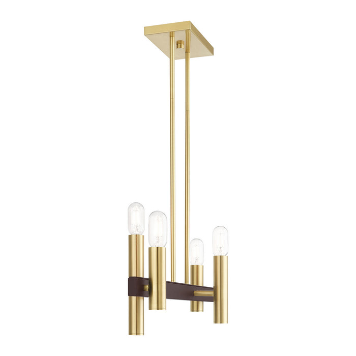 Livex Lighting 46864-12 Four Light Chandelier, Satin Brass w/ Bronzes