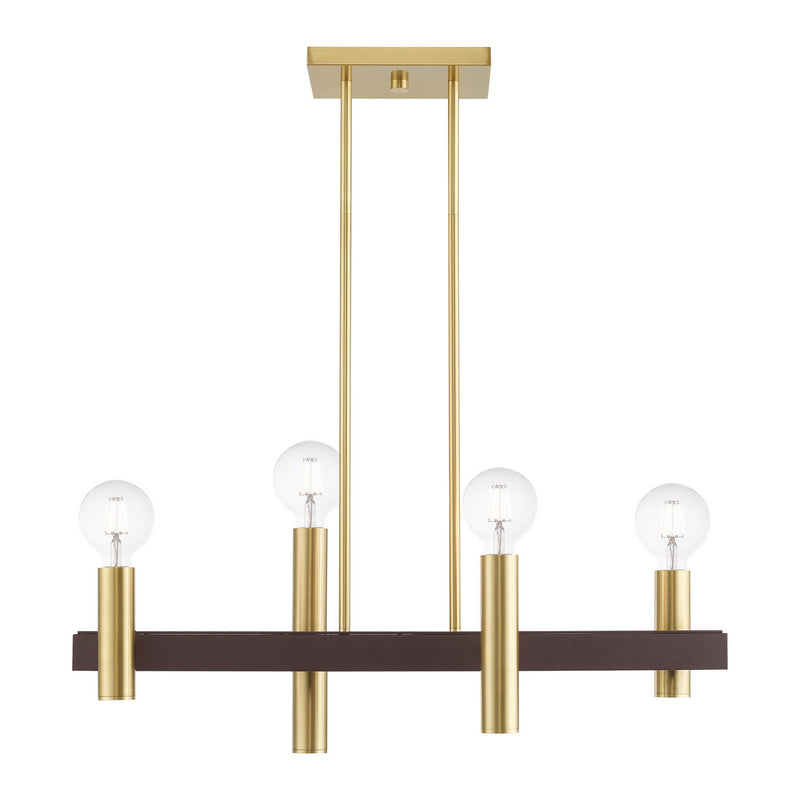 Livex Lighting 46864-12 Four Light Chandelier, Satin Brass w/ Bronzes