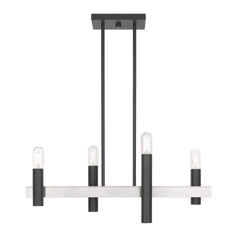 Livex Lighting 46864-76 Four Light Chandelier, Scandinavian Gray w/ Brushed Nickels